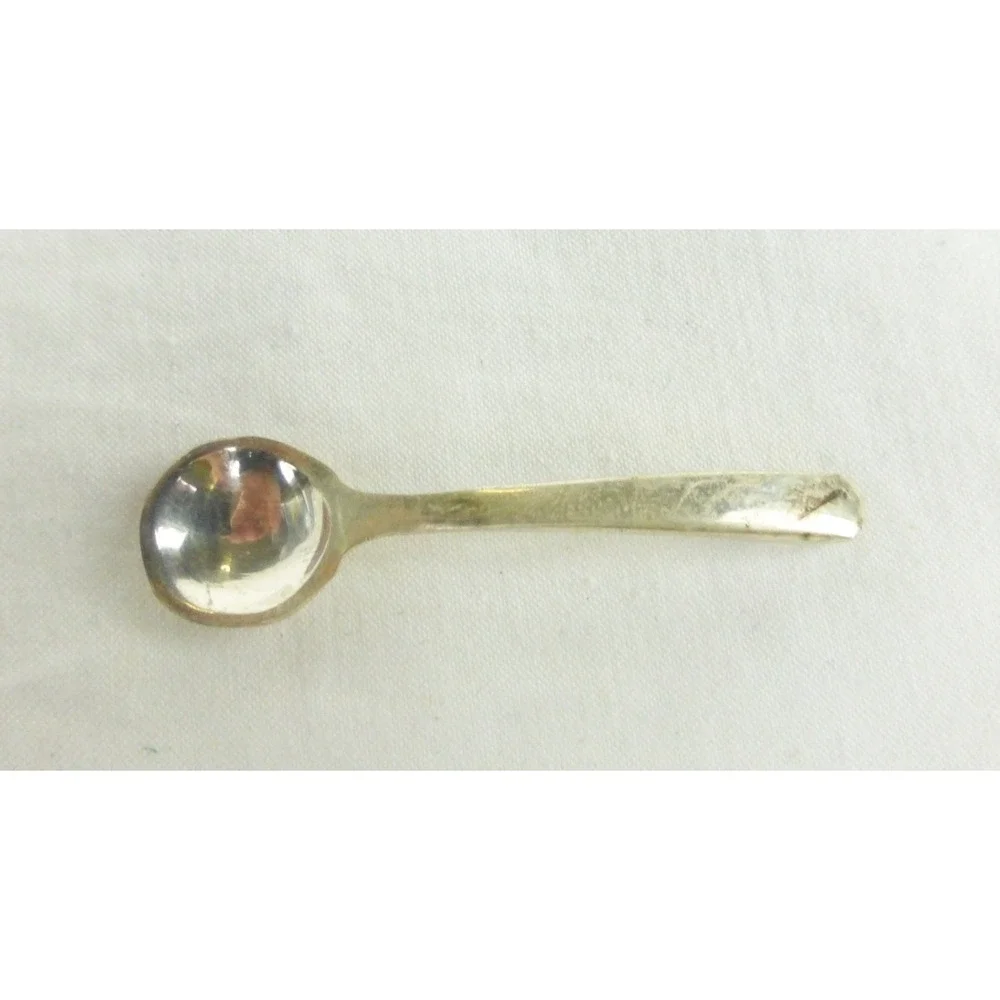 Vtg Salt Cellars w/spoons‎ handmade glass Bohemia Czech Republic set of 2